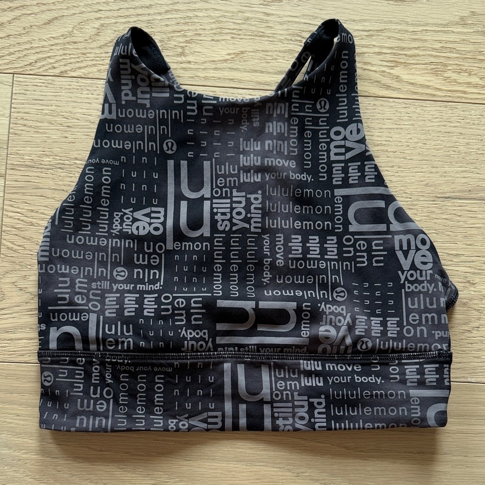 lululemon athletica Black Logo-Print Crisscross Sports Bra
